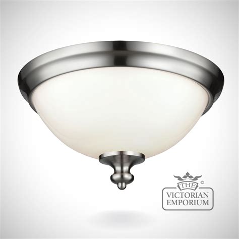 Parks small flush mount light in brushed steel