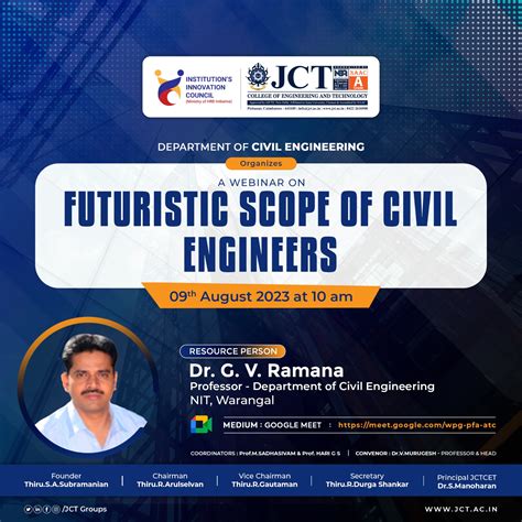 The Department of Civil Engineering hosted a webinar on Futuristic ...
