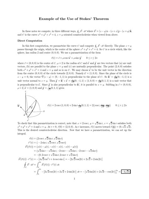 Image result for Stokes Theorem Examples