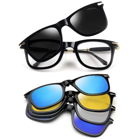 Buy GREY JACK Metal Spectacle Frame with 5Pcs Magnetic Polarized Clip ...