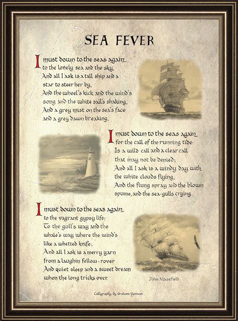 Sea Fever Poem Calligraphy John Masefield Ocean Sailing - Etsy UK