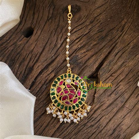 Short Hook Type Jadau Kundan Maang Tikka -JJ1298 – vrikshamindia