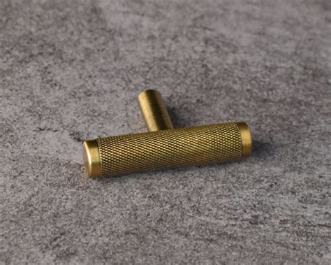 Cassander T Bar Solid Brass Knurled Cabinet Drawer Pull – Spruce and Pop