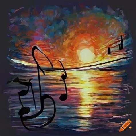 Impressionism music sun rise painting on Craiyon