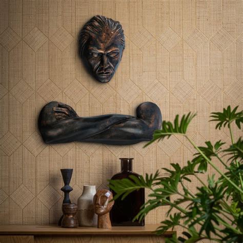 Man Face with Folded Hands Pose Antique Finish Handcrafted Polyresin ...