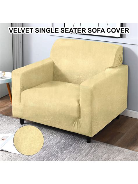 Elastic Stretchable Velvet Sofa Cover 1 Seater-Cream – CORTINA
