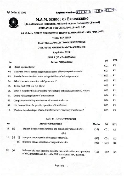 DCMT 121708 End Sem QP: DC Machines & Transformers - Nov Dec 2025 - Studocu