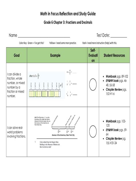 Fillable Online Math in Focus Reflection and Study Guide Grade 6 ...