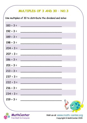 Fourth Grade Worksheets: Mental Division | Math Center