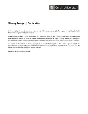 2010-2026 Form AU Curtin University Missing Receipt(s) Declaration ...