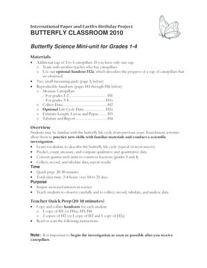 Fillable Online earthsbirthday Butterfly Science Mini-unit ...