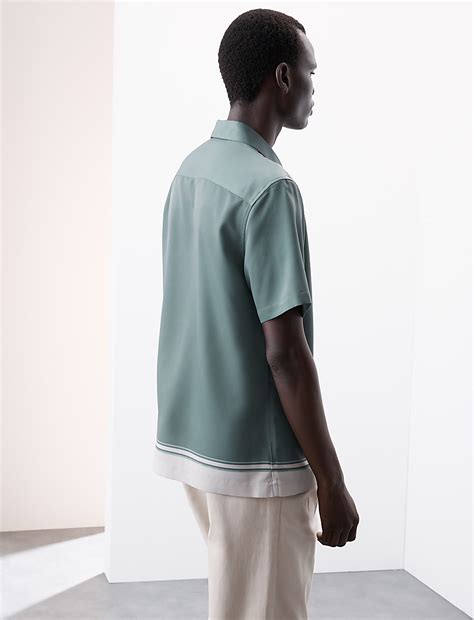 Buy Striped Cuban Collar Shirt at Marks & Spencer