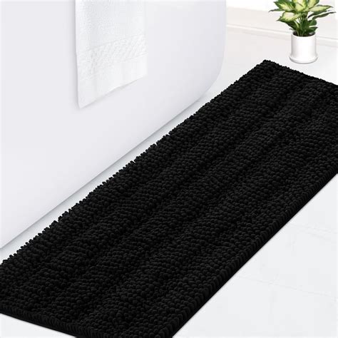 Amazon.com: ACCUMTEK Striped Black Bathroom Rug Mat 47.5"x20" Ultra ...
