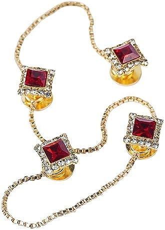 Epraiser Gold Plated Sqaure Designer Red Gemstone Diamond Studded Fancy ...