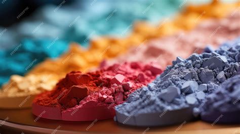 Premium Photo | A variety of colors of powdered powder are displayed.