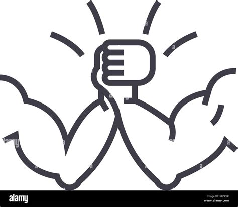 arm wrestling concept vector thin line icon, symbol, sign, illustration ...