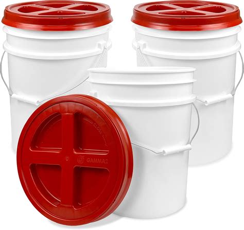 Amazon.com: ePackageSupply 5 Gallon White Bucket with Red Gamma Seal ...