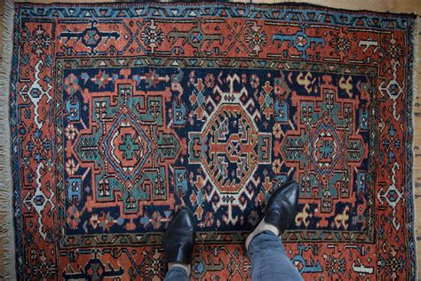 Vintage Karaja Persian Rug 3'4" x 4'5" | Blue, Green | c. 1940s