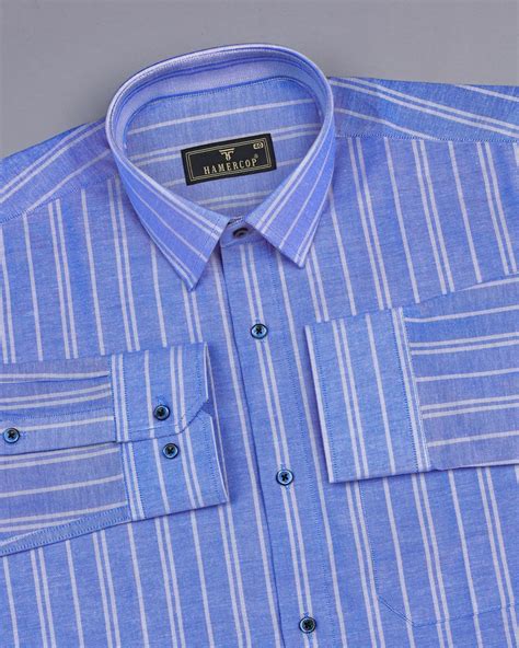 Porto Blue Gray Stripe Oxford Cotton Formal Shirt – Hamercop