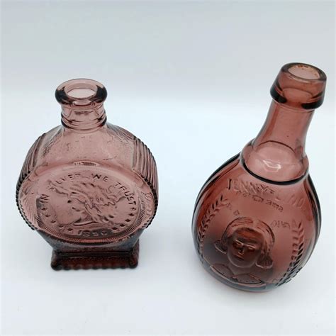 Two Amethyst Wheaton Bottles, Jenny Lind or Silver Dollar Design, 4 0z ...