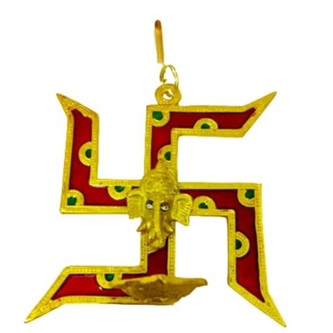 DMS RETAIL Metalic Raman Divo Ganesh Swastik Diya Oil Lamp with Pin Ho ...