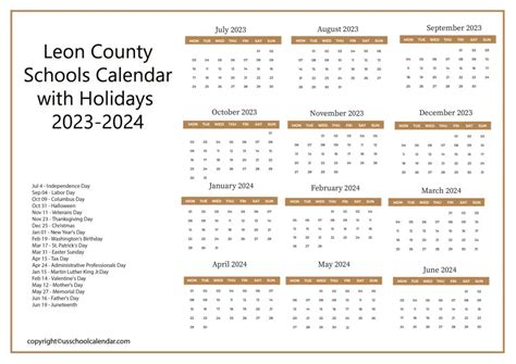 Leon County School Board Calendar - US School Calendar