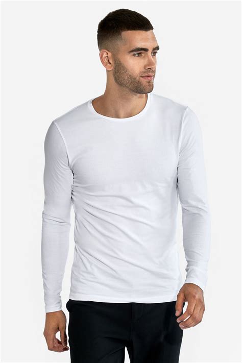 Men's long-sleeved white T-shirt made of organic cotton and elastane ...