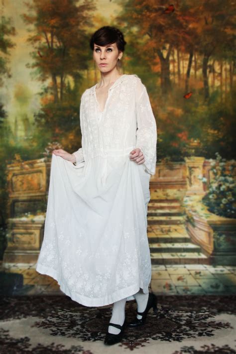 Edwardian Cotton Eyelet Wedding Gown . Photography, Victor Vague . Model, Vera Vague | Long ...