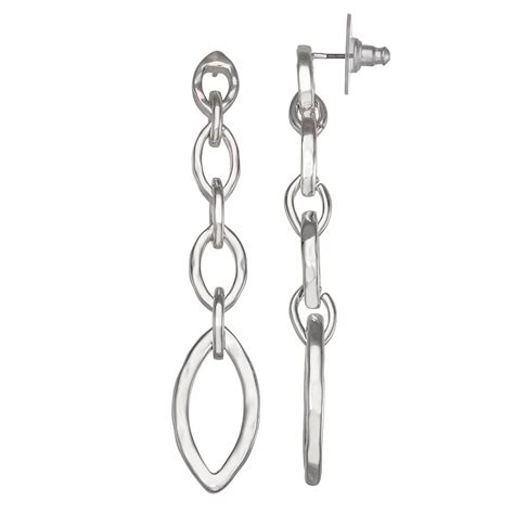 Nine West Silver-Tone Oval Linear Post Earrings