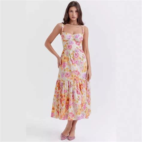 Shop Orange Floral Printed Tiered A-Line Dress - for Women | OUTZIDR ...
