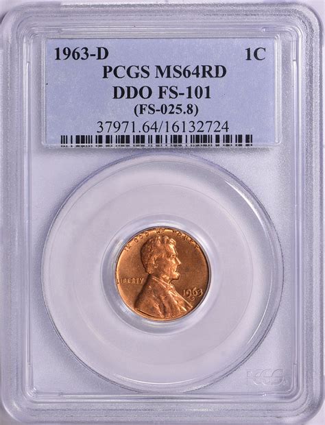 1963-D Lincoln Cent Doubled Die Obverse FS-101 (FS-025.8) PCGS MS-64 RD ...