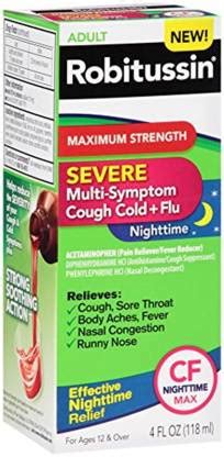 Robitussin Severe CF Maximum Strength Cough, Cold, Flu Nighttime ...