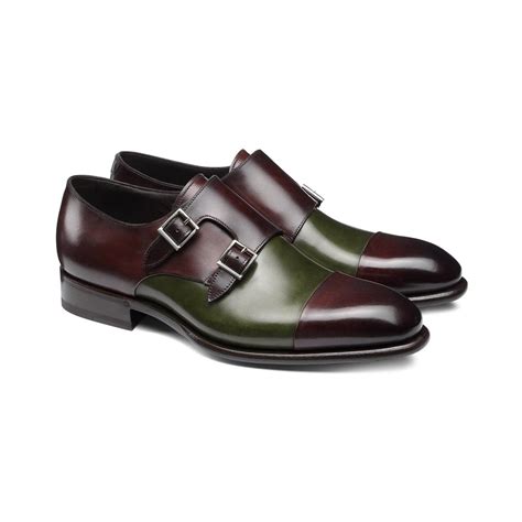 Flat Feet Shoes - Brown and Green Leather Castle Monk Straps with Arch ...