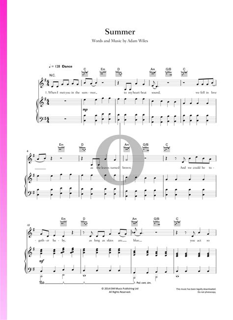 Summer (Calvin Harris) Piano Sheet Music - OKTAV