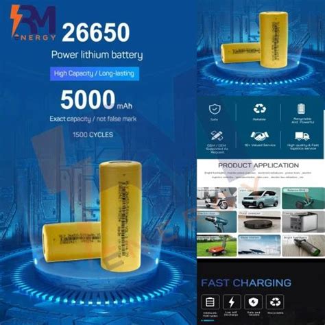 NMC Cells - HLY Large Capacity 26650 Battery Cell Lithium Ion 5000mAh 3 ...