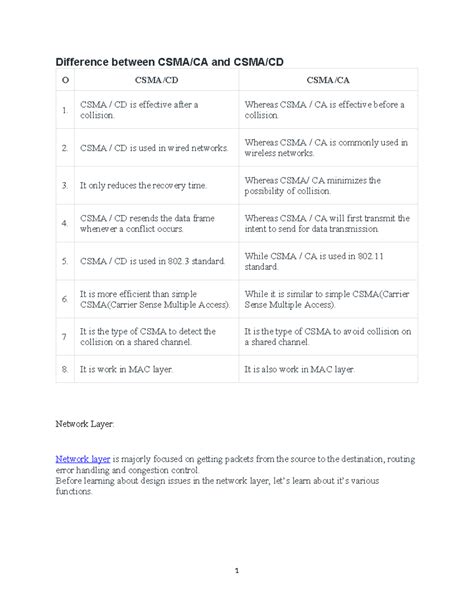 Unit 3,4 - esstyguhjkjhgfd - Difference between CSMA/CA and CSMA/CD O ...
