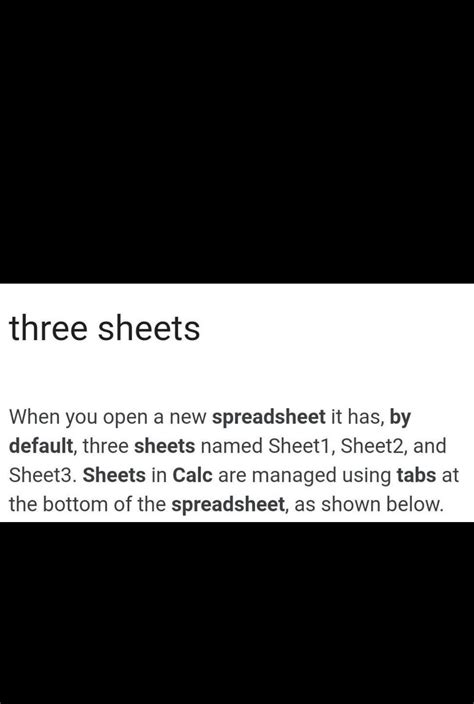 by default in a Calc spreadsheet how many sheets are present - Brainly.in