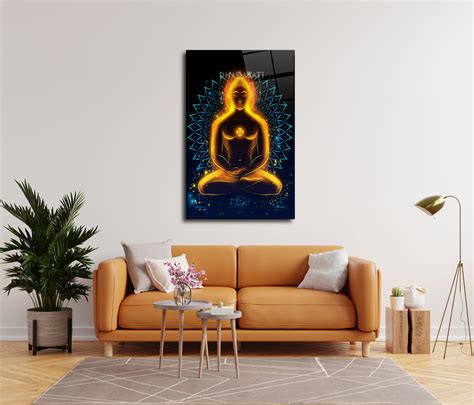 Mahavir in Meditation Glass Wall Art - Serene Enlightenment – Dharayati