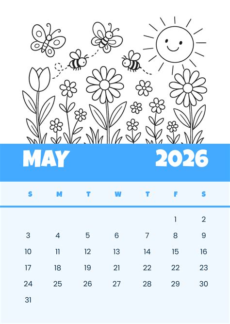 May 2026 Calendar Printable Free Coloring — Calendars 123