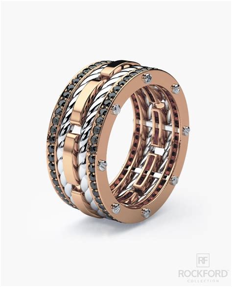 black and gold mens wedding band