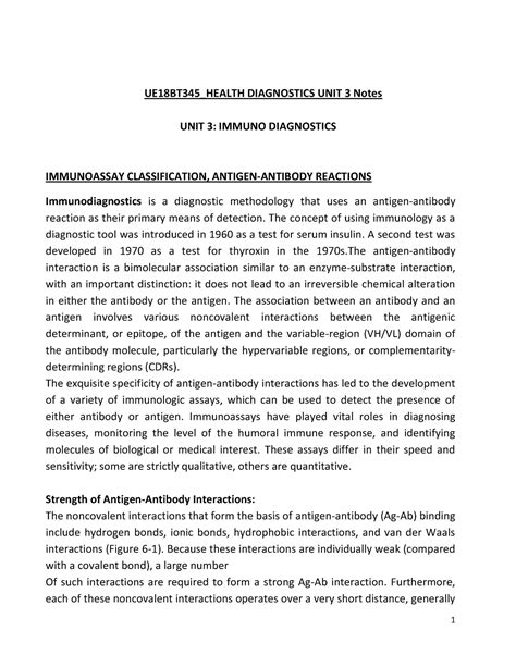 Health diagnositcs 3 - UE18BT345_HEALTH DIAGNOSTICS UNIT 3 Notes UNIT 3 ...