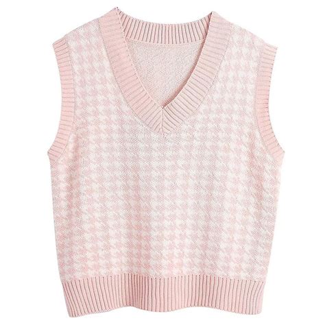 Sksloeg Argyle Sweater Vest Women Crop Y2k Houndstooth Sweater Vests V ...