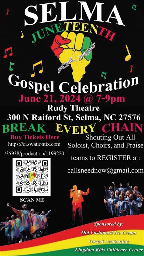 Selma Juneteenth Gospel Celebration, 300 N Raiford St, Selma, NC ...