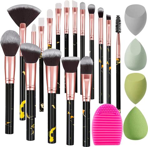 Brochas de Maquillaje, Juego de Brochas para Maquillaje Kit 16 Piezas + 4 Esponja de maquillaje ...