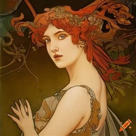 Mucha painting of artemis hunting
