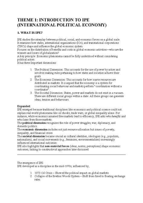 IPE 101: Introduction to International Political Economy and Key Concepts - Studocu - introduction to international political economy