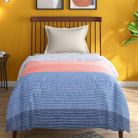 Buy PORTICO Hashtag Multicolour Striped Cotton Single Comforter - 152 ...