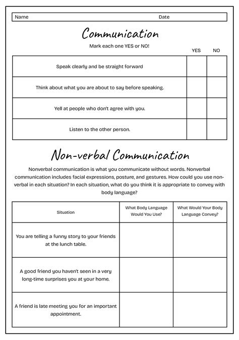 Effective Communication Worksheets