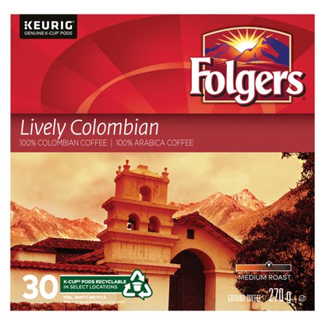 Buy Folgers Coffee Pods Lively Colombian Medium Roast 30 K-Cups 270 g ...