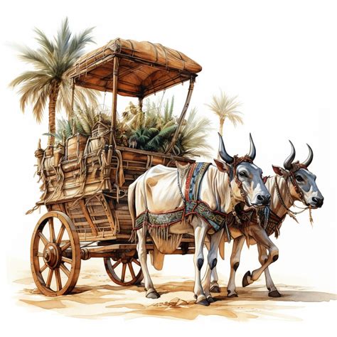 Premium AI Image | Ancient Egypt oxen pulling wagon